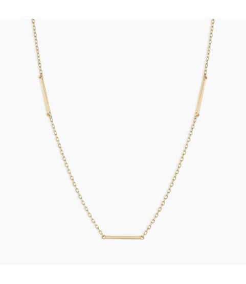 14k Gold Rose Bar Necklace