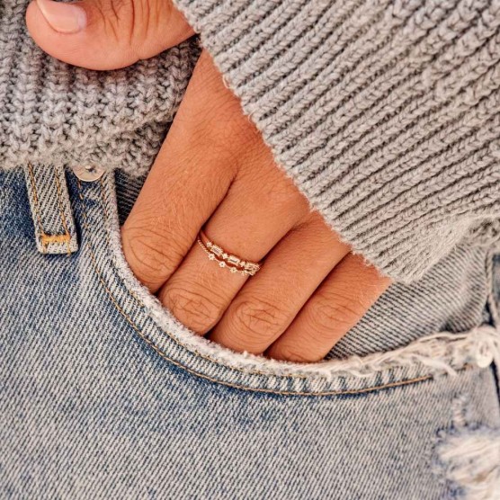 Diamond and White Topaz Ring Set